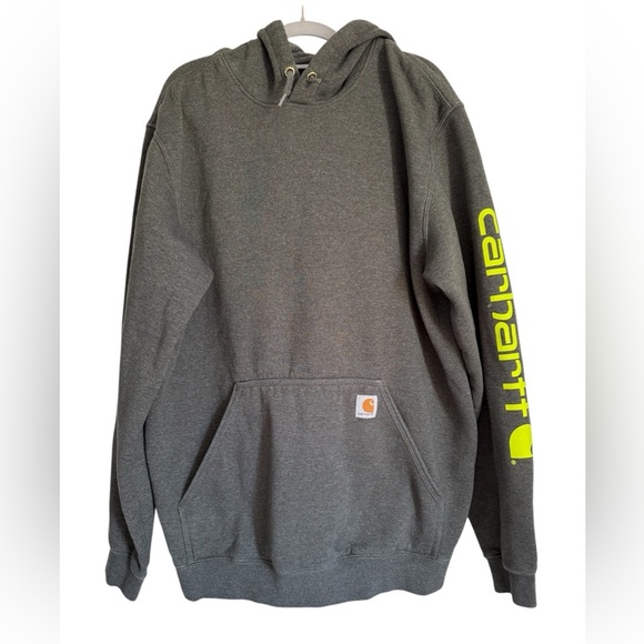 Carhartt Other - Carhartt Dark Gray Hoodie with Neon Yellow Logo